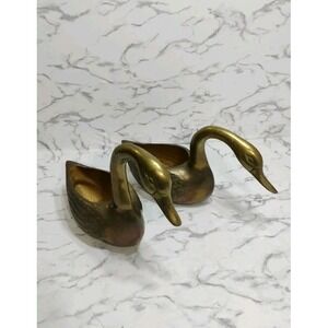 2 MCM Brass Swan Planters Set Of 2  JCPenney Vintage W Tags